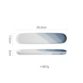 New Japanese Ceramic Long Sushi Plate (Option: 12inch-Dipping color landscape grey)