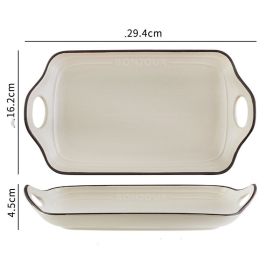 Scandinavian Ins Style Ceramic Tableware (Option: Beige doubleeared rectangular)