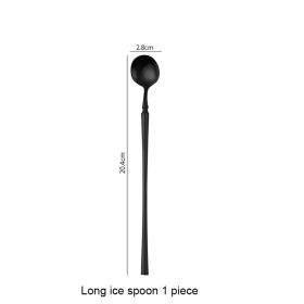 Matte Black Stainless Steel Luxury Cutlery Tableware Knife Coffee Ice Spoon Fork Chopsticks Flatware Set (Option: Small waisted longhandled s)