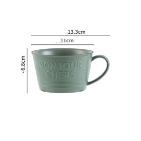 Scandinavian Ins Style Ceramic Tableware (Option: Dark green breakfast cup)