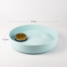 Japanese Flower Arrangement Ceramic Chinese Flower Plate (Option: Cyan-27cmPlate 7cm Sword Mountain)
