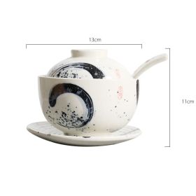 Ceramic Stew Pot Bottom Plate Set With Cover And Spoon (Option: 4piece suit A)