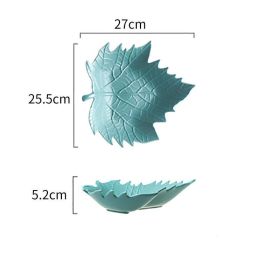 Ceramic Snack Plate For Creative Home Use (Option: Dark green-Maple leaves)