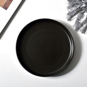 Photography Props Matte Black And White Plate Cutlery (Color: Black)