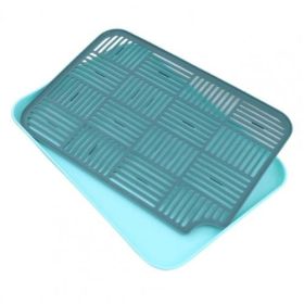 Kitchen Double-layer Portable Removable Fruit Tray (Option: Dark Light Blue)