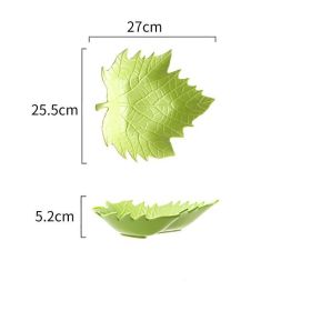 Ceramic Snack Plate For Creative Home Use (Option: Olive green-Maple leaves)