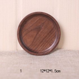 Japanese Style Wooden Black Walnut Rectangular Dinner Plate (Option: No.1 disc diameter 12cm-Whole wood)