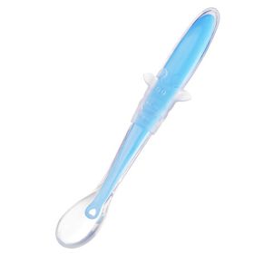 Children's Training Full Silicone Soft Baby Spoon (Color: Blue)
