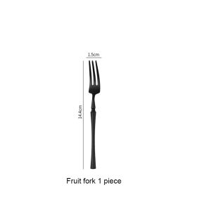 Matte Black Stainless Steel Luxury Cutlery Tableware Knife Coffee Ice Spoon Fork Chopsticks Flatware Set (Option: Small waist pie fork)