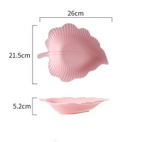 Ceramic Snack Plate For Creative Home Use (Option: Pink-Eucalyptus Large)