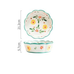 Hand-painted Petal Bowl Simple Household Salad Bowl (Option: 8in36 pieces flower rhyme)