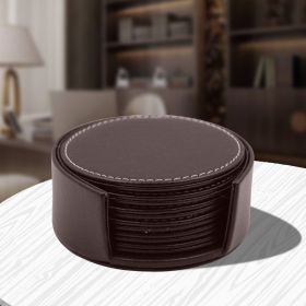 Business Leather Coaster Heat Proof Mat Creative European Office Supplies (Option: Coffee Round Coaster)
