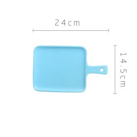 Household Fruit Plate Ceramic Tableware With Handle (Option: Blue-9.55inch)