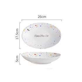 Household Simple Ceramic Terrazzo Plate Tableware (Option: E)