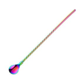 Stainless Steel Threaded Long Handle Straw Spoon Integrated Dual-purpose (Option: Multicolor-2PCS)