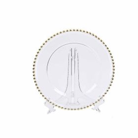 Creative Household Gold Bead Glass Plate (Option: Gold-S)