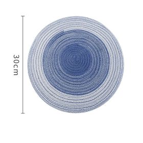 Nordic Round Heat Proof Mat Japanese Cotton Linen Plate Mat (Option: Dark Blue-30CM)