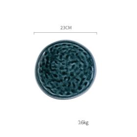 Round Ceramics For Household Creative Western Food Plate (Option: Chlorella blue-23cm)