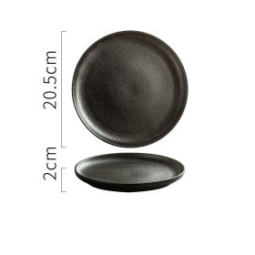 Creative Frosted Black Simple Fashion Ceramic Plate (Option: 8inch high pan)