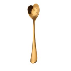 Hollow Heart Shaped Coffee Stirring Spoon Gift (Option: Gold-B)
