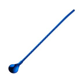 Stainless Steel Threaded Long Handle Straw Spoon Integrated Dual-purpose (Option: Blue-1PC)