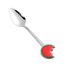 Baby Scraping Mud Spoon Stainless Steel With Serrated (Option: Watermelon-Semicircle)