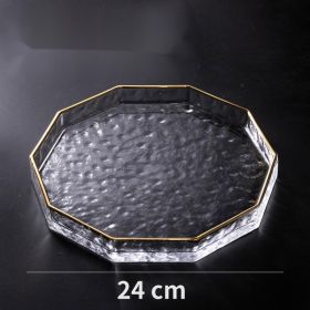 Painted Gold Polygonal Glass Plate Saucer European Style (Option: Outline in gold-Big)