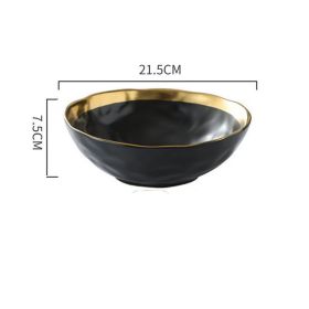Plate Black And White Gold Ceramic Rice Noodle Bowl Small Dish (Option: 3style)