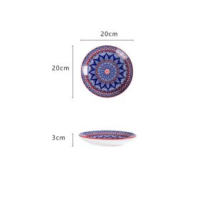 Ceramic Plate Hand-painted Underglaze Color 8 Inch Deep Disc Baking Dish Household Tableware (Option: Shallow plate-8 inches-Purple)