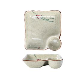 Japanese Ceramic Dumpling With Grid Sushi Plate (Option: Lotus)