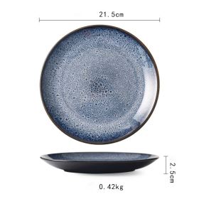 Ceramic Plate Flat Plate Creative Dish Plate Japanese Vintage Tableware (Option: Sky blue)