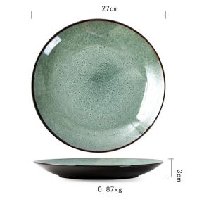 Creative Western Food Plate Dish Pan Kiln Turned Into Malachite Green Fruit Plate (Option: 10.6inch large plate)
