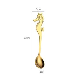 Creative Stainless Steel Seahorse Coffee Spoon (Color: Gold)