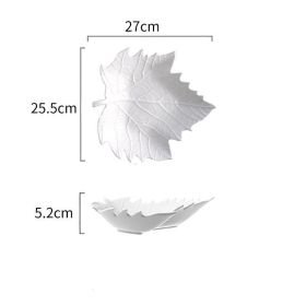 Ceramic Snack Plate For Creative Home Use (Option: White-Maple leaves)