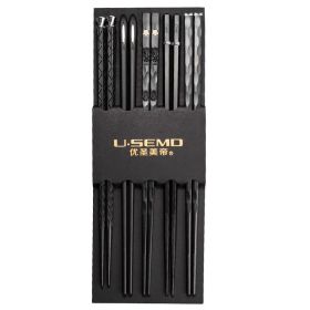 Alloy Chopsticks Mold-free Family Set (Option: Black silver-Antimold)