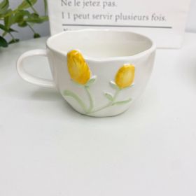 Cute Floating Tone Yellow Tulip Plate Cake Dish (Option: Yellow tulip cup)