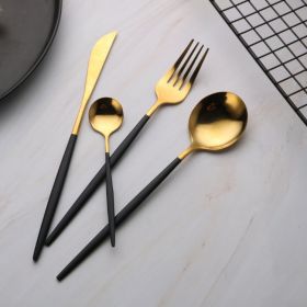 Black And Gold Stainless Steel Cutlery Western Tableware (Option: Black gold-Fork)