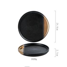 Creative Black Gold Ceramic Plate Household Dishes (Option: Black gold 10inches-1PC)