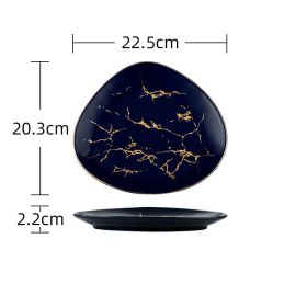 Nordic Light Luxury Style Phnom Penh Marble Household Bowl (Option: Blue-9inch)