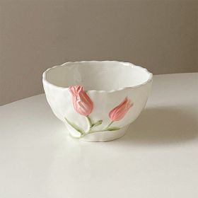 Three-dimensional Tulip Ceramic Plate Bowl Cup (Option: Bowl)