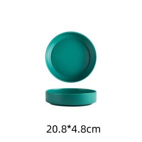 Creative Salad Ceramic Plate For Household Tableware (Option: Dark green-8inch)