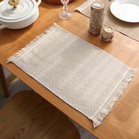 Nordic Style Jute Tassel Placemat Food Photo (Option: Big square-30x45cm-1PC)