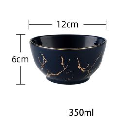 Nordic Light Luxury Style Phnom Penh Marble Household Bowl (Option: Blue-4.5inch)