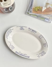 Ceramic Disc Oval Plate Dessert Plate Set For Breakfast (Option: 9inch letter lace plate)