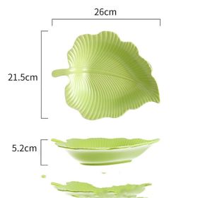 Ceramic Snack Plate For Creative Home Use (Option: Olive green-Eucalyptus Large)