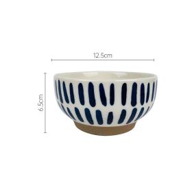 4-inch Household Hand-painted Stoneware Tableware Noodle Soup (Option: Stripe)