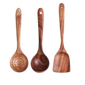 Japanese Style Wooden Nonstick Soup Spoon Spatula (Option: Combination C)