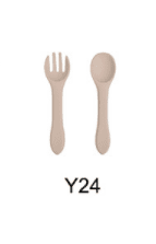 High Quality Natural 100 Food Grade Inventory Easy To Rinse Spoon Weaning Unbreakable Rubber Fork Dishwasher Safe Feeding Set (Option: Y24-Silicone fork spoon)