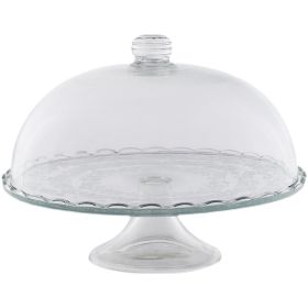 Display Dust-proof Glass Cover Dim Sum Tray Pastry Plate (Option: High tray lid)