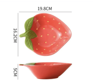 Cactus Bowls And Plates Japanese Style Cartoon Ceramic Tableware (Option: Strawberry bowl)